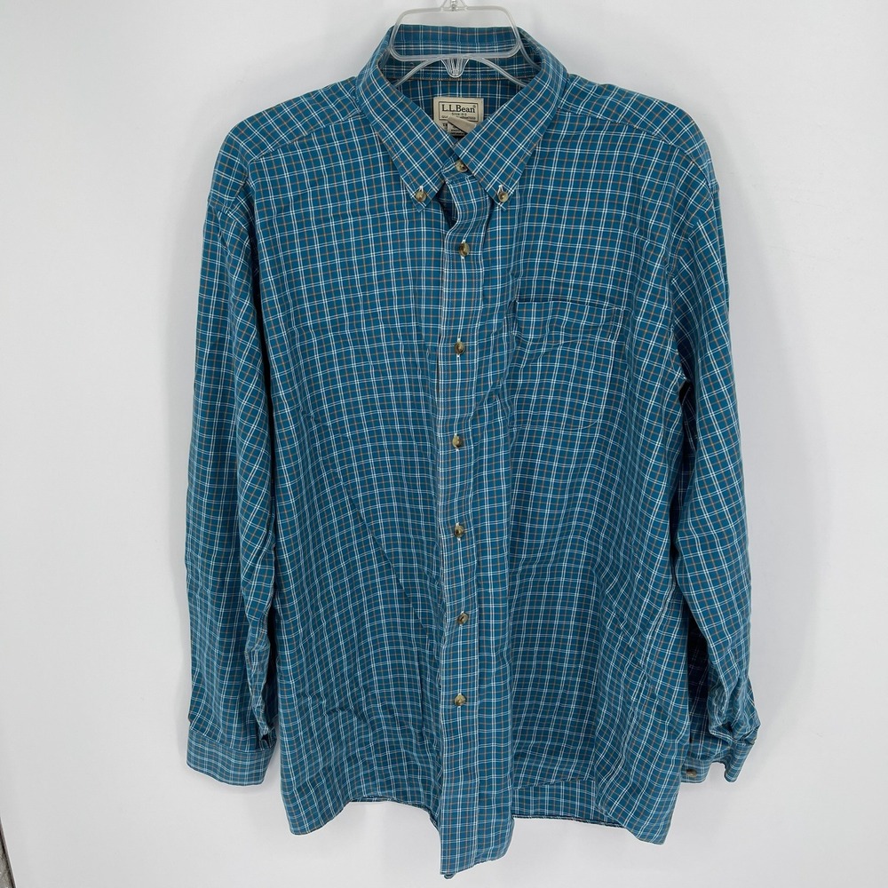L.L.Bean Men's Blue Plaid Traditional Fit Button‎ Down Shirt Size XL